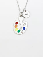 Silver Artist Palette Paintbrush Charm Necklace Artist Gift Ideas AN1714