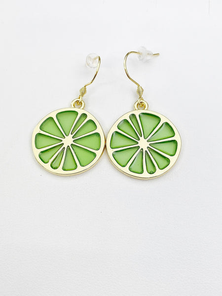 Gold Lemon Lime Slice Charm Earrings Everyday Gifts Ideas Personalized Customized Made to Order Jewelry, AN3200
