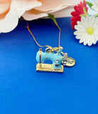 Gold Sewing Machine Charm Necklace Personalized Customized Monogram Made to Order Jewelry, N398C