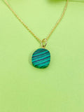 Gold Malachite Charm Necklace Personalized Customized Gemstone Monogram Made to Order Jewelry, N5447