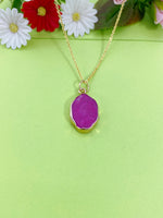 Gold Natural Quartz Dyed Charm Necklace Personalized Customized Gemstone Monogram Made to Order Jewelry, N5370