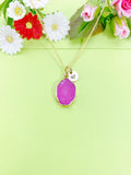 Gold Natural Quartz Dyed Charm Necklace Personalized Customized Gemstone Monogram Made to Order Jewelry, N5370