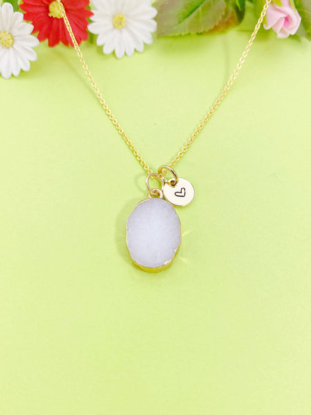 Gold Natural Quartz Charm Necklace, N5363