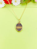 Gold Natural Tiger Eye Charm Necklace Personalized Customized Gemstone Monogram Made to Order Jewelry, N5366