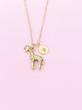 Gold Giraffe Charm Necklace Personalized Customized Monogram Made to Order Jewelry, N3114A