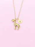 Gold Giraffe Charm Necklace Personalized Customized Monogram Made to Order Jewelry, N3114A