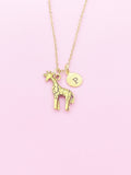 Gold Giraffe Charm Necklace Personalized Customized Monogram Made to Order Jewelry, N3114A