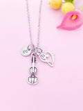 Silver Violin Viola Bass Clef Charm Necklace Personalized Customized Monogram Made to Order Jewelry, N5451
