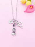 Silver Violin Viola Bass Clef Charm Necklace Personalized Customized Monogram Made to Order Jewelry, N5451