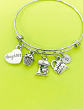 Silver Daughter Baker Charm Bracelet Personalized Customized Monogram Made to Order Jewelry, N1426