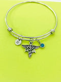 Silver Physician Assistant PA Caduceus Charm Bracelet Gifts Personalized Customized Monogram Made to Order Jewelry, N2579