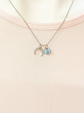 Silver Crescent Moon Charm Necklace Everyday Gift Ideas Personalized Customized Monogram Made to Order Jewelry, AN3859