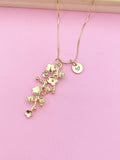 Gold Cherry Blossom Charm Necklace Sakura Gift Ideas Personalized Customized Made to Order Jewelry, AN2186