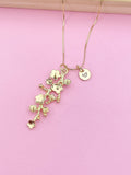 Gold Cherry Blossom Charm Necklace Sakura Gift Ideas Personalized Customized Made to Order Jewelry, AN2186