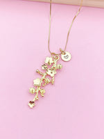 Gold Cherry Blossom Charm Necklace Sakura Gift Ideas Personalized Customized Made to Order Jewelry, AN2186