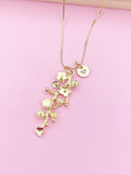 Gold Cherry Blossom Charm Necklace Sakura Gift Ideas Personalized Customized Made to Order Jewelry, AN2186