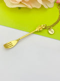 Gold Fork Crown Cross Charm Necklace Gift Ideas Personalized Customized Made to Order Jewelry, AN1290