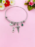 Silver Caduceus Stethoscope Charm Bracelet Medical School Gifts Ideas Personalized Customized Made to Order Jewelry, N5473
