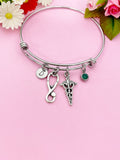 Silver Caduceus Stethoscope Charm Bracelet Medical School Gifts Ideas Personalized Customized Made to Order Jewelry, N5473
