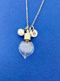 Dandelion One Seed Necklace, Initial Charm, Personalized Gift
