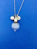 Dandelion One Seed Necklace, Initial Charm, Personalized Gift