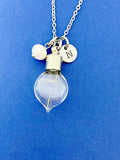 Silver ONE SEED Dandelion Pearl Heart Charm Necklace Wish Gift Ideas Personalized Customized Made to Order Jewelry, AN5475