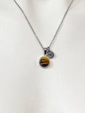 Silver Natural Tiger Eye Charm Necklace Gift Ideas Personalized Customized Monogram Made to Order Jewelry, AN3586