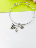 Silver Basketball Hoop Charm Bracelet Sport Team Gifts Ideas Personalized Customized Monogram Made to Order Jewelry, N5479