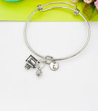 Silver Basketball Hoop Charm Bracelet Sport Team Gifts Ideas Personalized Customized Monogram Made to Order Jewelry, N5479