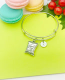Silver Potato Chip Charm Bracelet Gifts Ideas Personalized Customized Monogram Made to Order Jewelry, AN1925