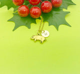 Gold or Silver Pig Charm Necklace Farmer Gift Ideas Personalized Customized Made to Order Jewelry, AN1504