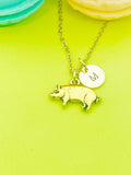 Gold or Silver Pig Charm Necklace Farmer Gift Ideas Personalized Customized Made to Order Jewelry, AN1504