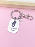 Silver Marching Band Tuba Charm Keychain Gifts Idea, Personalized Customized Monogram Made to Order Jewelry, D396