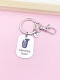 Silver Marching Band Tuba Charm Keychain Gifts Idea, Personalized Customized Monogram Made to Order Jewelry, D396