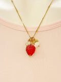 Gold Strawberry Necklace, June Natural Moonstone Gemstone, Personalized Customized Made to Order Jewelry Gift Idea, 6N4983