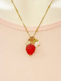Gold Strawberry Necklace, June Natural Moonstone Gemstone, Personalized Customized Made to Order Jewelry Gift Idea, 6N4983