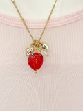 Gold Strawberry Necklace, April Natural Quartz Gemstone Personalized Customized Made to Order Jewelry Gift Idea, 4N4983