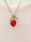 Gold Strawberry Necklace, April Natural Quartz Gemstone Personalized Customized Made to Order Jewelry Gift Idea, 4N4983