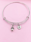 Silver Acorn Charm Bracelet Wedding Bridesmaid Gifts Ideas Personalized Customized Monogram Made to Order Jewelry, AN346