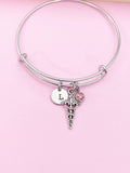 Silver Caduceus Charm Bracelet Medical Student School Gifts Ideas Personalized Customized Made to Order Jewelry, AN4950