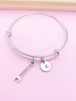 Silver Spanner Wrench Tools Charm Bracelet Gifts Ideas Personalized Customized Monogram Made to Order Jewelry, N5481