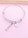 Silver Spanner Wrench Tools Charm Bracelet Gifts Ideas Personalized Customized Monogram Made to Order Jewelry, N5481