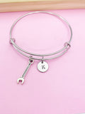 Silver Spanner Wrench Tools Charm Bracelet Gifts Ideas Personalized Customized Monogram Made to Order Jewelry, N5481