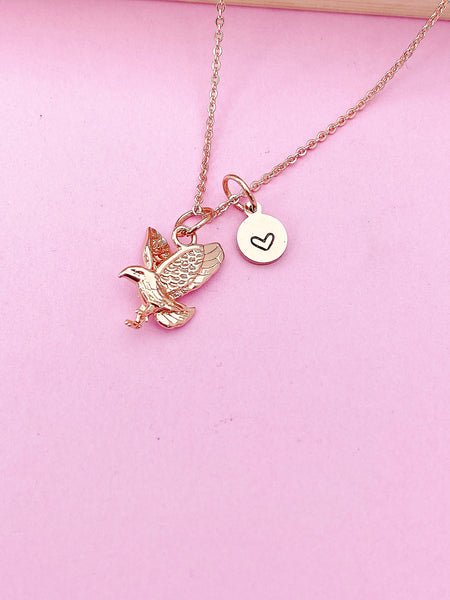 Gold Rose Gold or Silver Flying Eagle Charm Necklace Personalized Customized Made to Order Jewelry, CN348