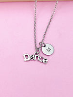 Silver Dance Charm Necklace Ballet Dance School Gift Ideas Personalized Customized Monogram Made to Order Jewelry, AN2666