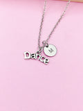 Personalized Dance Charm Necklace, Initial Monogram, Ballet Dance Gift, AN2666