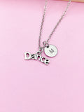 Silver Dance Charm Necklace Ballet Dance School Gift Ideas Personalized Customized Monogram Made to Order Jewelry, AN2666