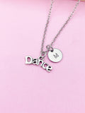 Personalized Dance Charm Necklace, Initial Monogram, Ballet Dance Gift, AN2666