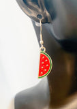 Silver Red Watermelon Charm Earrings Personalized Customized Made to Order Jewelry, BN2970