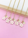 Gold Pink Magnolias Flower Charm Necklace, Best Birthday Christmas Unique Gifts for Sister Friend Girl Teen Daughter Mom Aunt Cousin  N1956